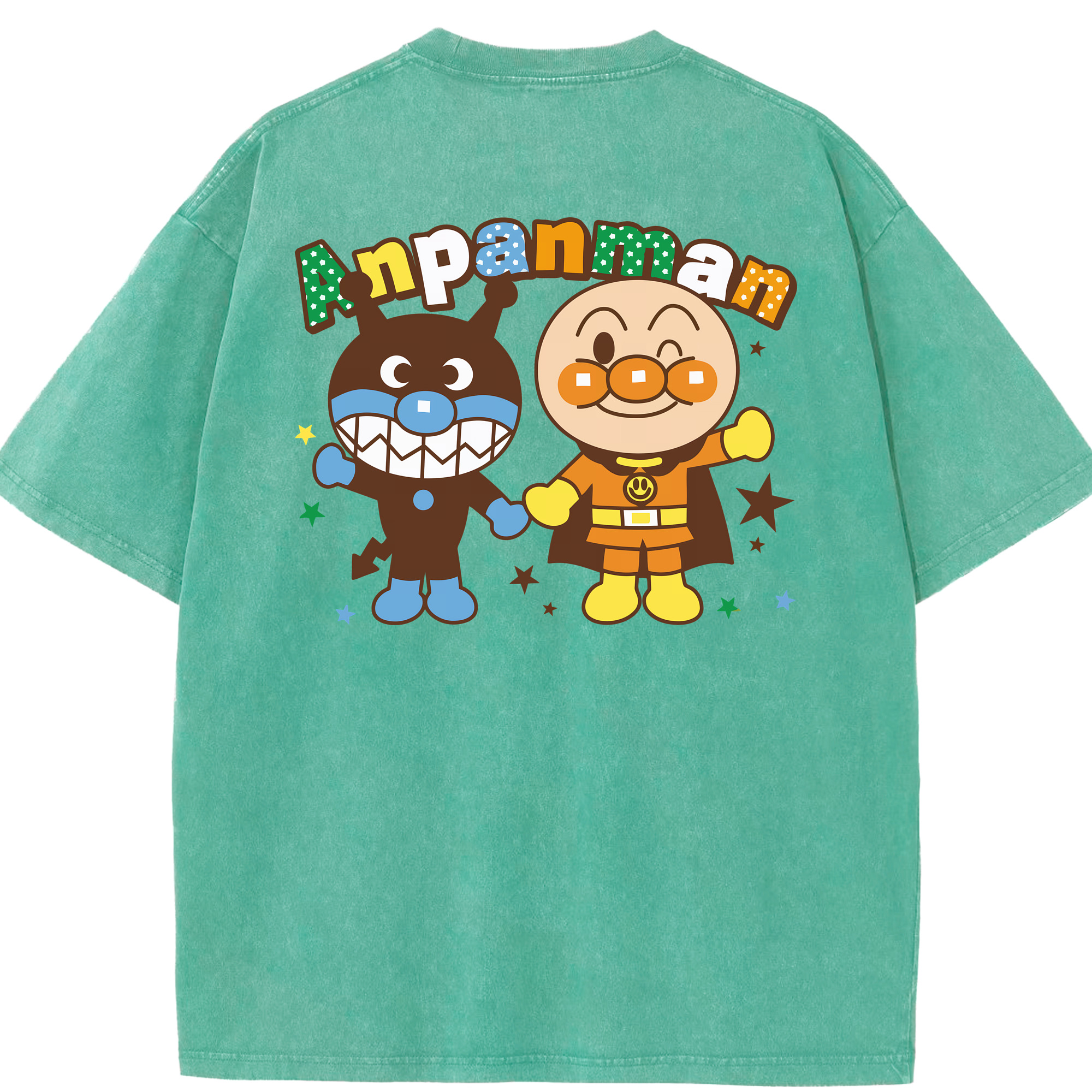 （画像用） アンパンマン Anpanman 綿100% ヴィンテージ風 半袖Tシャツ（背面プリント）